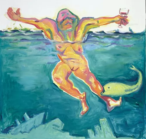 Maria Lassnig Die Lebensqualität, 2001, olio su tela, 195 cm x 205 cm © Maria Lassnig Stiftung, Vienna.