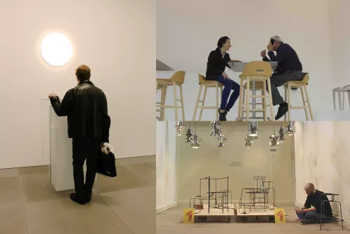 1. Stand Flos, progetto di Ron Gilad, Hall 13/C09-D18, Fiera Rho-Pero. Nuova lampada di Piero Lissoni.
2. Alfi, serie di sedute disegnate da Jasper Morrison per Emeco, Hall 20/E15, Fiera Rho-Pero
3. Vittorio Venezia con OfficineCalderai e la sua collezione realizzata insieme agli artigiani di via dei Calderai a Palermo con cui ha vinto la 16ª edizione del Design Report Award, SaloneSatellite, Fiera Rho-Pero