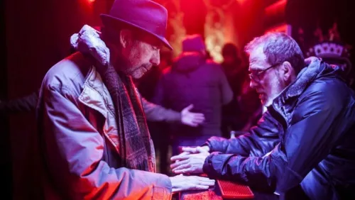 Claudio Caligari e Valerio Mastandrea sul set di "Non essere cattivo", 2015