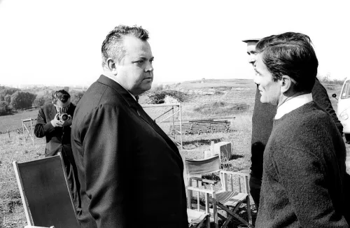 Pier Paolo Pasolini e Orson Welles sul set della Ricotta, 1962
