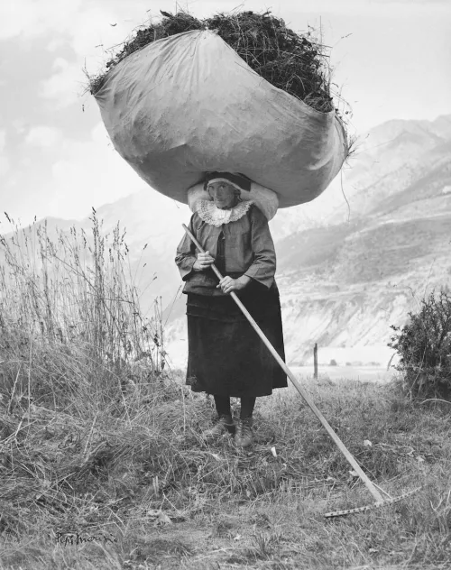 Pepi Merisio, Fienagione a Cogne, 1959.