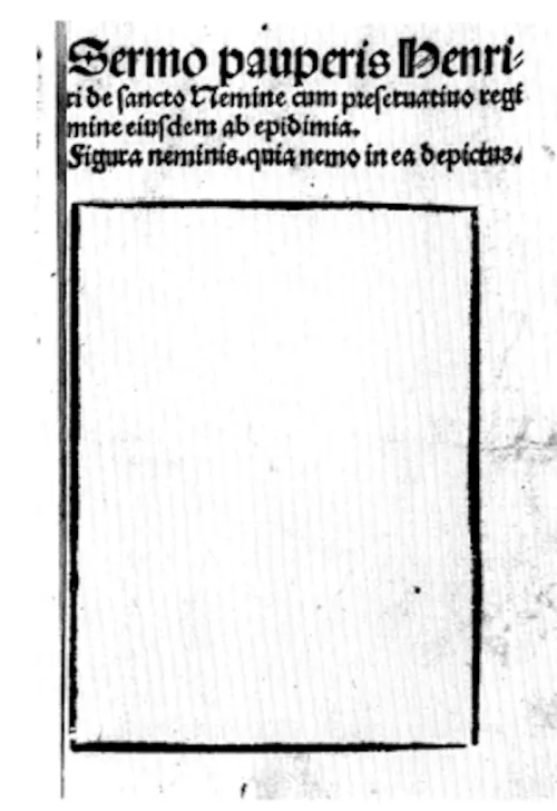 Sermo paupis Henrici de sancto Neminem, frontespizio (1508).